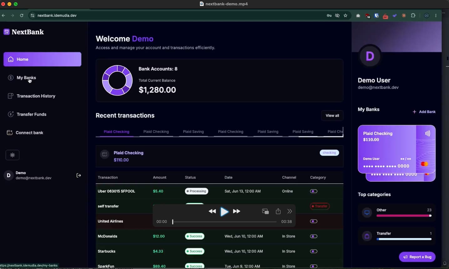 NextBank dashboard preview